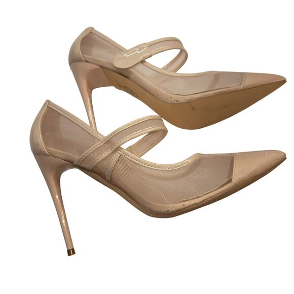 Shoes 9 Light Pink Closed Toe High Heel Pump Stiletto Side Mess - Picture 2 of 6